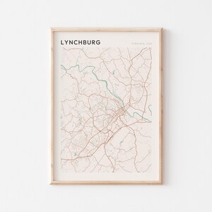Lynchburg Map Poster, Lynchburg Print, Lynchburg Poster, Lynchburg Wall Art, Virginia, Travel Gift, Scandi Wall Art