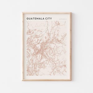 Póster con mapa de la ciudad de Guatemala, impresión de la ciudad de Guatemala, póster de la ciudad de Guatemala, arte mural de la ciudad de Guatemala, Guatemala, regalo de viaje, decoración de granja
