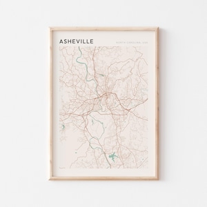 Asheville Map Poster, Asheville Print, Asheville Poster, Asheville Wall Art, North Carolina, Travel Gift, Farmhouse Decor