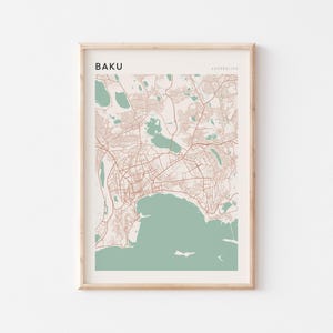 Baku Map Poster, Baku Print, Baku Poster, Baku Wall Art, Azerbaijan, Travel Gift, Farmhouse Decor