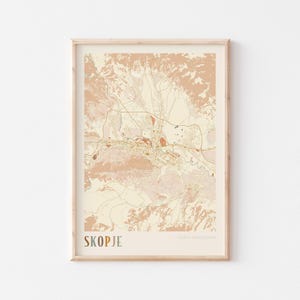 Skopje Map Poster, Skopje Print, Skopje Poster, Skopje Wall Art, North Macedonia, Travel Gift, Boho Wall Art