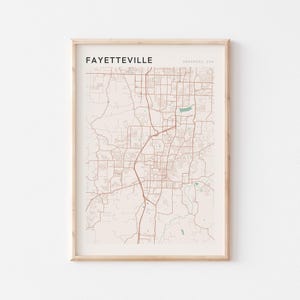 Affiche de carte de Fayetteville, impression de Fayetteville, affiche de Fayetteville, art mural Fayetteville, Arkansas, cadeau de voyage, décoration murale de ferme