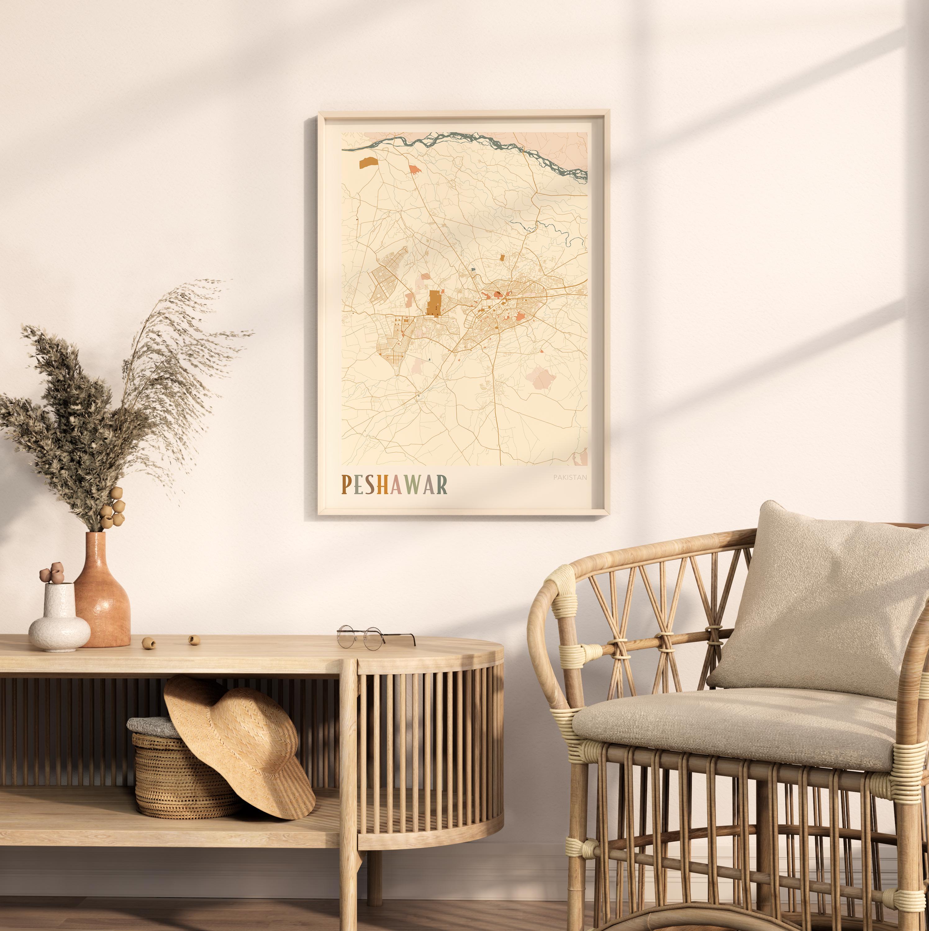 Peshawar Map Poster, Peshawar Print, Peshawar Poster, Peshawar Wall Art ...