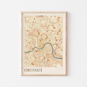 Cincinnati Map Poster, Cincinnati Print, Cincinnati Poster, Cincinnati Wall Art, Ohio, Travel Gift, Boho Decor