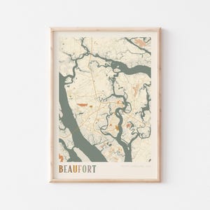 Beaufort Map Poster, Beaufort Print, Beaufort Poster, Beaufort Wall Art, South Carolina, Travel Gift, Boho Wall Art