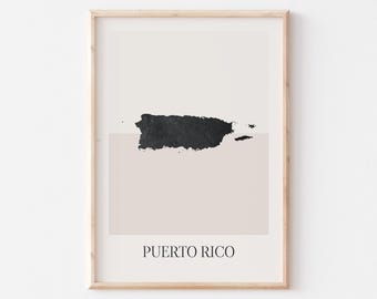 Puerto Rico Map Poster, Puerto Rico Print, Puerto Rico Map Print Minimalist Boho Wall Art, Puerto Rico Art Print Decor For Home or Gift