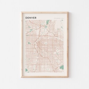 Affiche de carte de Denver, affiche de Denver, impression de Denver, art mural Denver, plan de rue de Denver, impression de carte de Denver, Denver Colorado