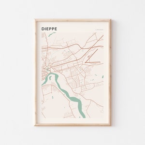 Affiche de carte de Dieppe Nouveau-Brunswick, art mural Dieppe, carte de la ville de Dieppe, décoration de Dieppe, impression Dieppe, Dieppe Nouveau-Brunswick Canada