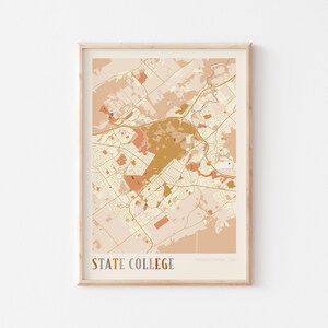State College kaart poster, State College print, State College poster, State College kunst aan de muur, Pennsylvania, reiscadeau, decor boho