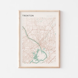 Affiche de carte de Trenton, impression de Trenton, affiche de Trenton, art mural Trenton, New Jersey, cadeau de voyage, art mural minimaliste