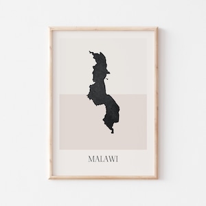 Malawi Map Poster, Malawi Print, Malawi Map Print Minimalist Boho Wall Art, Malawi Art Print Decor For Home or Gift