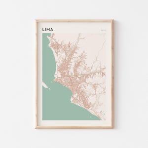 Affiche de carte de Lima, impression de Lima, affiche de Lima, art mural de Lima, Pérou, cadeau de voyage, art minimaliste