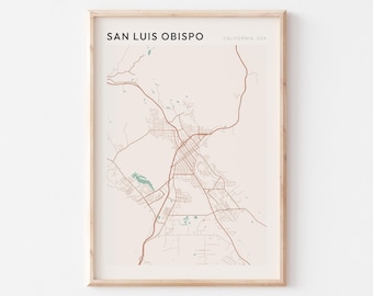 San Luis Obispo Map Poster, San Luis Obispo Print, San Luis Obispo Poster, San Luis Obispo Wall Art, California, Farmhouse Wall Decor