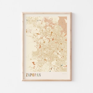 Zapopan Map Poster, Zapopan Print, Zapopan Poster, Zapopan Wall Art, Mexico, Travel Gift, Boho Poster