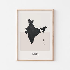 Póster de mapa de la India, impresión de la India, impresión de mapa de la India, arte de pared bohemio minimalista, impresión artística de la India para decoración del hogar o regalo