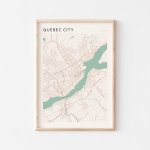 Affiche de carte de la ville de Québec, art mural de la ville de Québec, carte de la ville de Québec, affiche de la ville de Québec, impression de carte de la ville de Québec, ville de Québec Canada, carte du Québec