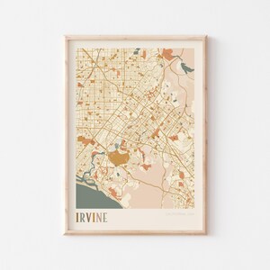 Affiche de carte d'Irvine, impression d'Irvine, affiche d'Irvine, art mural Irvine, Californie, cadeau de voyage, art mural bohème, cadeau pour maman