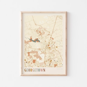 Georgetown Karte Poster, Georgetown Druck, Georgetown Poster, Georgetown Wandkunst, Texas, Reisegeschenk, Boho Print