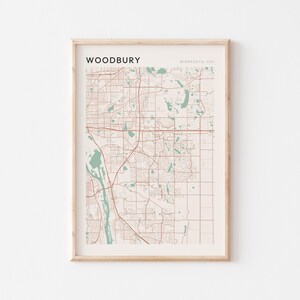 Affiche de carte de Woodbury, impression de Woodbury, affiche de Woodbury, art mural Woodbury, Minnesota, cadeau de voyage, impression de Scandi