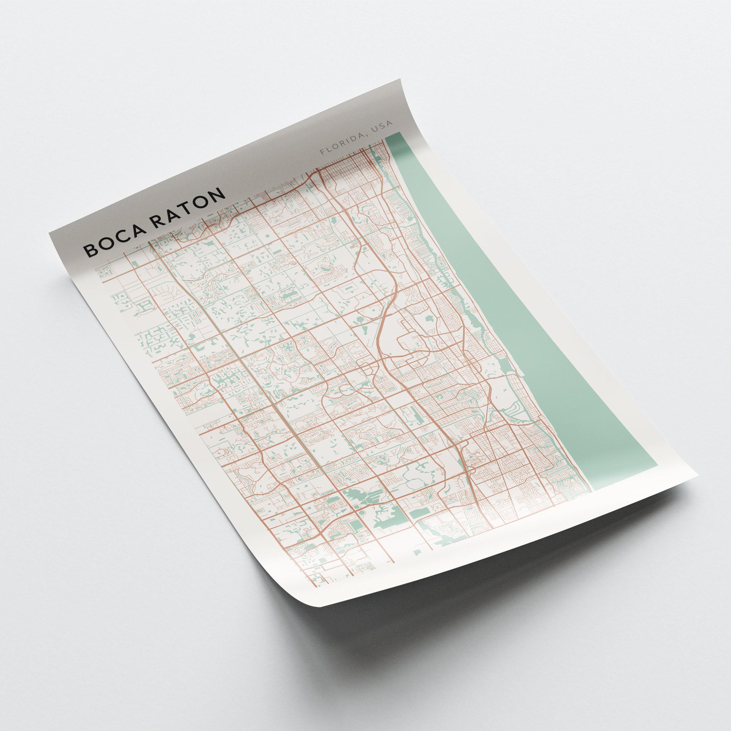 Boca Raton Map Poster, Boca Raton Print, Boca Raton Poster, Boca Raton ...