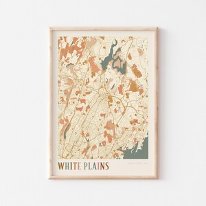Affiche de carte des plaines blanches, impression des plaines blanches, affiche des plaines blanches, art mural des plaines blanches, New York, cadeau de voyage, art mural bohème