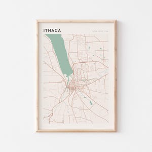 Affiche de carte d'Ithaque, impression d'Ithaque, affiche d'Ithaque, art mural d'Ithaque, New York, cadeau de voyage, affiche de Scandi