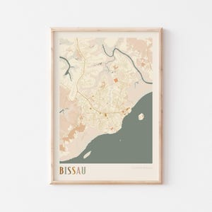 Affiche de carte de Bissau, impression de Bissau, affiche de Bissau, art mural de Bissau, Guinée-Bissau, Afrique, cadeau de voyage, déco bohème