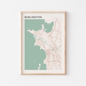 Burlington Map Poster, Burlington Print, Burlington Poster, Burlington Wall Art, Vermont, Travel Gift, Scandi Wall Art