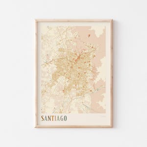 Santiago Map Poster, Santiago Print, Santiago Poster, Santiago Wall Art, Chile, Travel Gift, Boho Decor