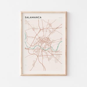 Affiche de carte de Salamanque, impression de Salamanque, affiche de Salamanque, art mural Salamanque, Espagne, cadeau de voyage, impression minimaliste