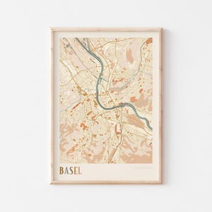 Basel Karte Poster, Basel Druck, Basel Poster, Basel Wand Kunst, Schweiz, Reise Geschenk, Boho Print