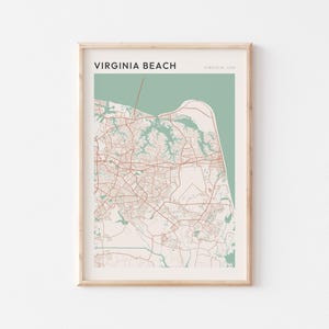 Affiche de carte de Virginia Beach, impression de Virginia Beach, affiche de Virginia Beach, art mural de Virginia Beach, Virginie, cadeau de voyage, art mural Scandi