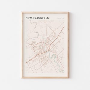Nouvelle affiche de carte Braunfels, nouvelle impression Braunfels, nouvelle affiche Braunfels, nouvel art mural Braunfels, Texas, cadeau de voyage, impression minimaliste