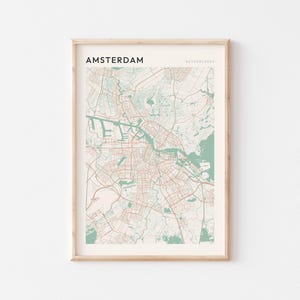 Affiche carte d'Amsterdam, impression d'Amsterdam, affiche d'Amsterdam, art mural Amsterdam, Pays-Bas, cadeau de voyage, art minimaliste