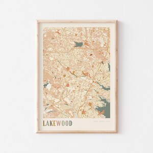 Lakewood-kaartposter, Lakewood-print, Lakewood-poster, Lakewood-muurkunst, New Jersey, reiscadeau, boho-poster