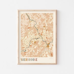 Sherbrooke kaart poster, Sherbrooke kunst aan de muur, kaart van Sherbrooke, Sherbrooke print, Sherbrooke poster, Sherbrooke Canada, boho kunst aan de muur