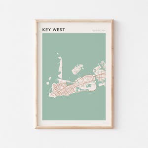 Key West-kaartposter, Key West-print, Key West-poster, Key West-muurkunst, Key West-stadskaart, Florida, reiscadeau, muurdecoratie boerderij