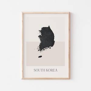 South Korea Map Poster, South Korea Print, South Korea Map Print Minimalist Boho Wall Art, South Korea Art Print Decor For Home or Gift