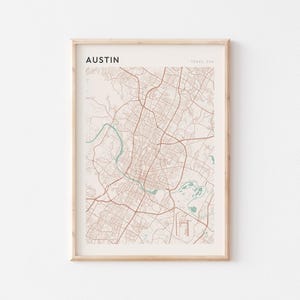 Affiche de carte d'Austin, affiche d'Austin, impression d'Austin, art mural Austin, plan de rue d'Austin, impression de carte d'Austin, Austin au Texas