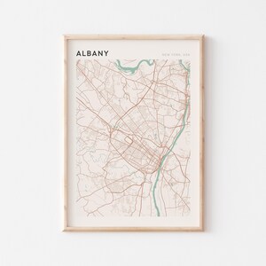 Affiche de carte d'Albany, impression d'Albany, affiche d'Albany, art mural d'Albany, New York, cadeau de voyage, affiche de Scandi