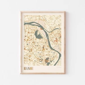 Hanoi Karte Poster, Hanoi Druck, Hanoi Poster, Hanoi Wandkunst, Vietnam, Reise Geschenk, Boho Print