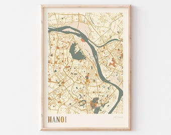 Hanoi Map Poster, Hanoi Print, Hanoi Poster, Hanoi Wall Art, Vietnam, Travel Gift, Boho Print