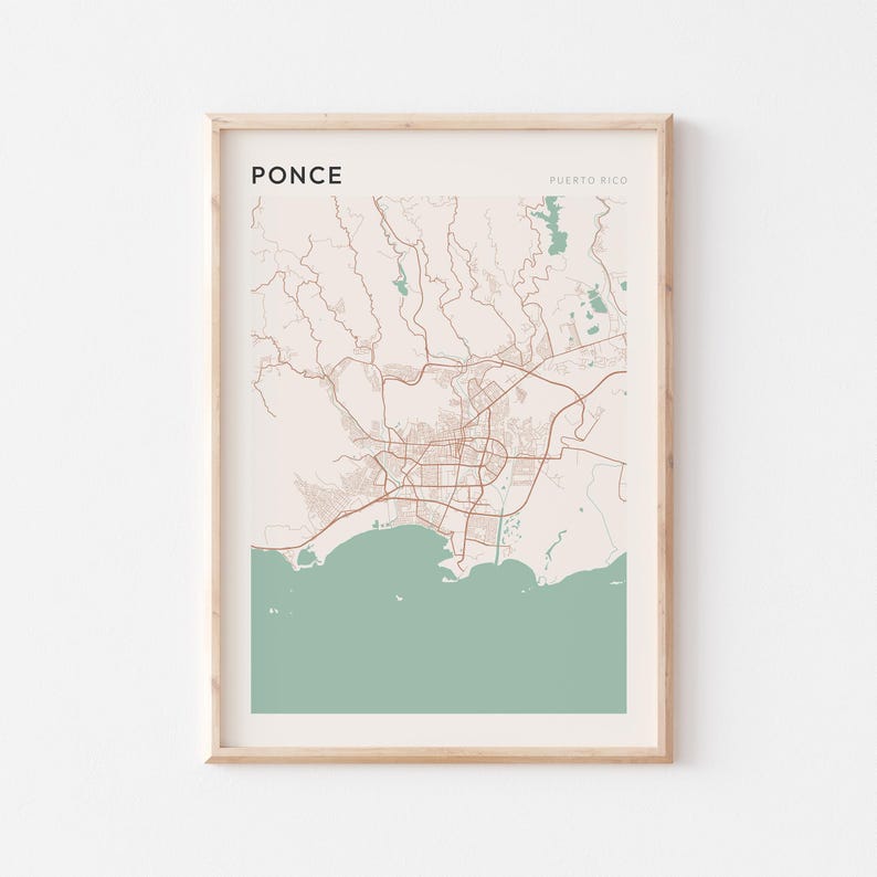 Ponce Map Vector Ponce Map Poster, Ponce Print, Ponce Poster, Ponce Wall Art, Puerto ...