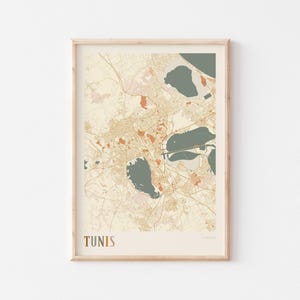 Póster de mapa de Túnez, impresión de Túnez, póster de Túnez, arte mural de Túnez, Túnez África, regalo de viaje, decoración bohemia