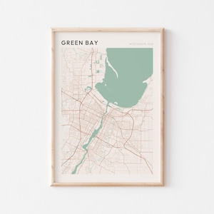 Green Bay Karte Poster, Green Bay Print, Green Bay Poster, Green Bay Wandkunst, Wisconsin, Reisegeschenk, Scandi Wandkunst