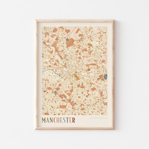Manchester Karte Poster, Manchester Poster, Manchester Wandkunst, Manchester Druck, Manchester Karte Druck, Vereinigtes Königreich, Boho Wandkunst