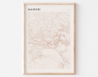 Nairobi Map Poster, Nairobi Print, Nairobi Poster, Nairobi Wall Art, Kenya Africa, Travel Gift, Minimalist Art