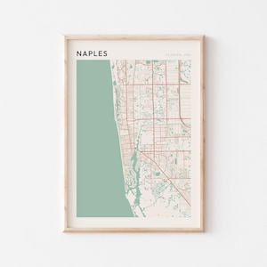 Kaartposter Napels, print Napels, poster Napels, kunst aan de muur Napels, plattegrond Napels, Florida, reiscadeau, muurdecoratie boerderij