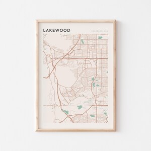 Lakewood-kaartposter, Lakewood-print, Lakewood-poster, Lakewood-muurkunst, Colorado, reiscadeau, muurdecoratie boerderij