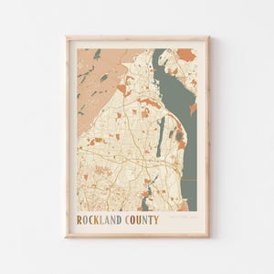 Affiche de carte du comté de Rockland, impression du comté de Rockland, affiche du comté de Rockland, art mural du comté de Rockland, New York, cadeau de voyage, art mural bohème